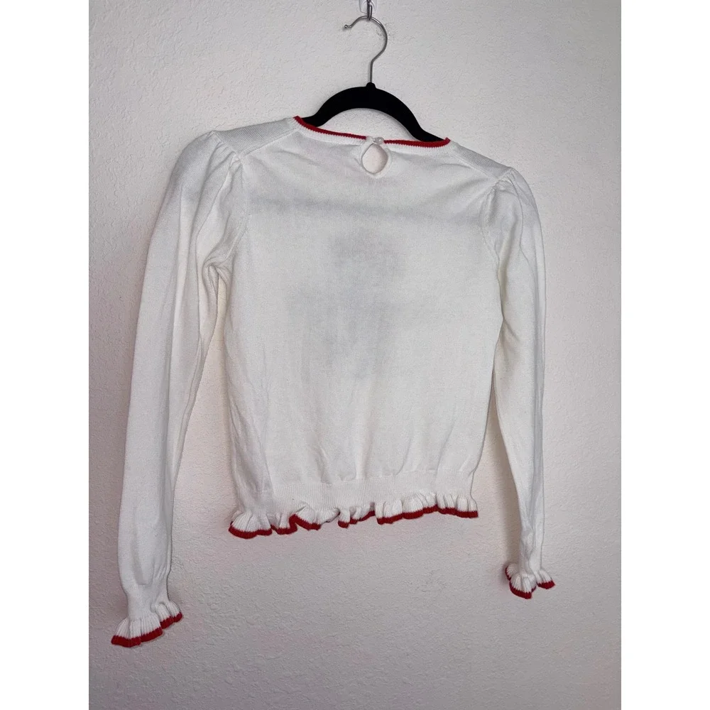 Disney x Janie and Jack Minnie Mouse Sweater age 12 White Excellent Ruffle Trim